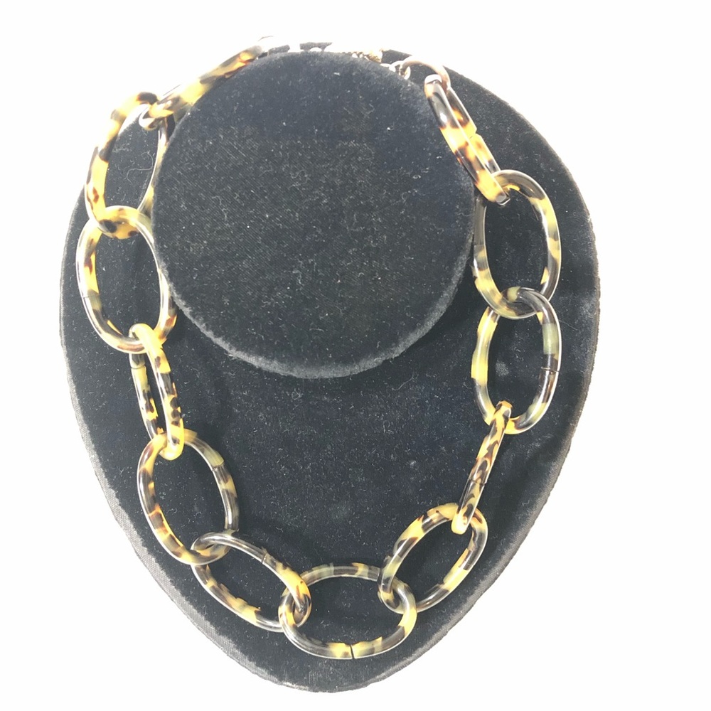 Tortoise Shell Acrylic Silver Tone Toggle Closure… - image 2